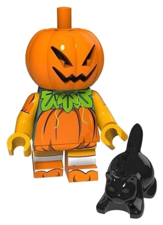 Pumpkin Scarecrow / Black Cat / Halloween LEGO compatible minifigure