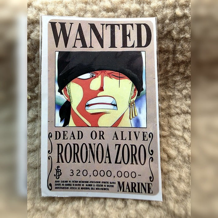 Wanted Poster Zoro Card Skin Sticker