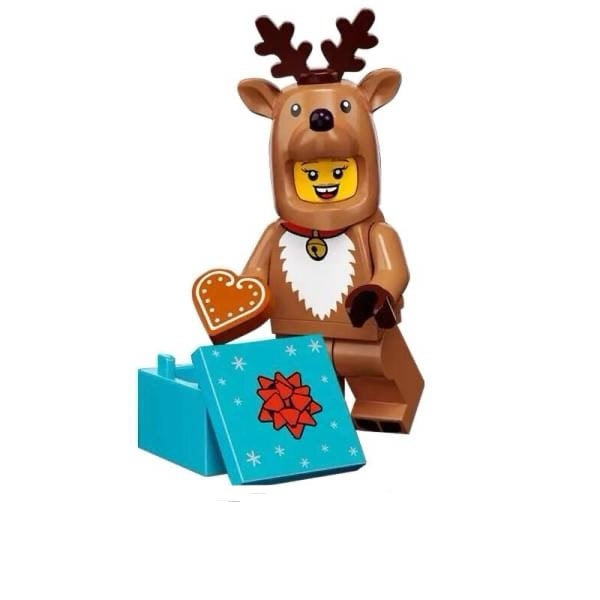 Reindeer with Blue Present / Holiday LEGO compatible minifigure