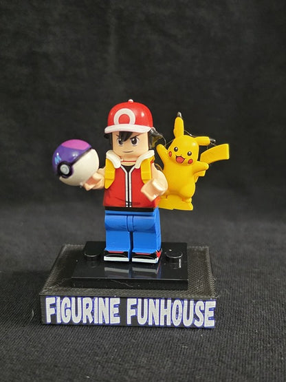 Trainer Red / Pikachu and Master Ball / Pokemon / Minifigure / LEGO Compatible