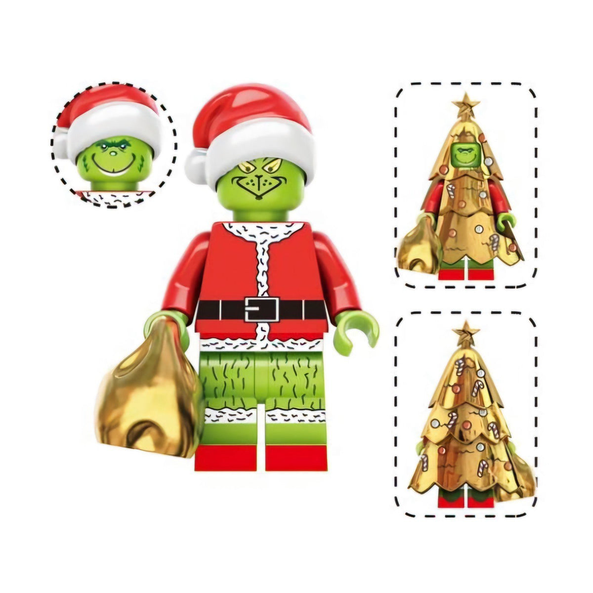 Grinch / Santa Suit / Gold Sack / Christmas LEGO compatible minifigure