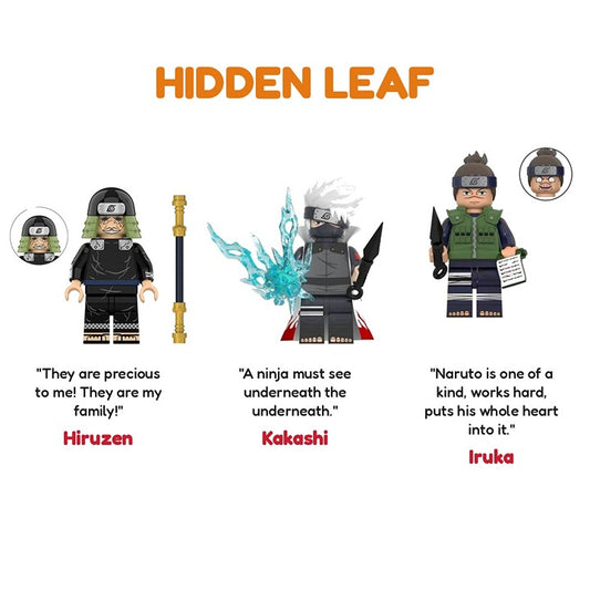 Naruto Hidden Leaf Bundle Hiruzen Kakashi Iruka / Minifigure / LEGO Compatible
