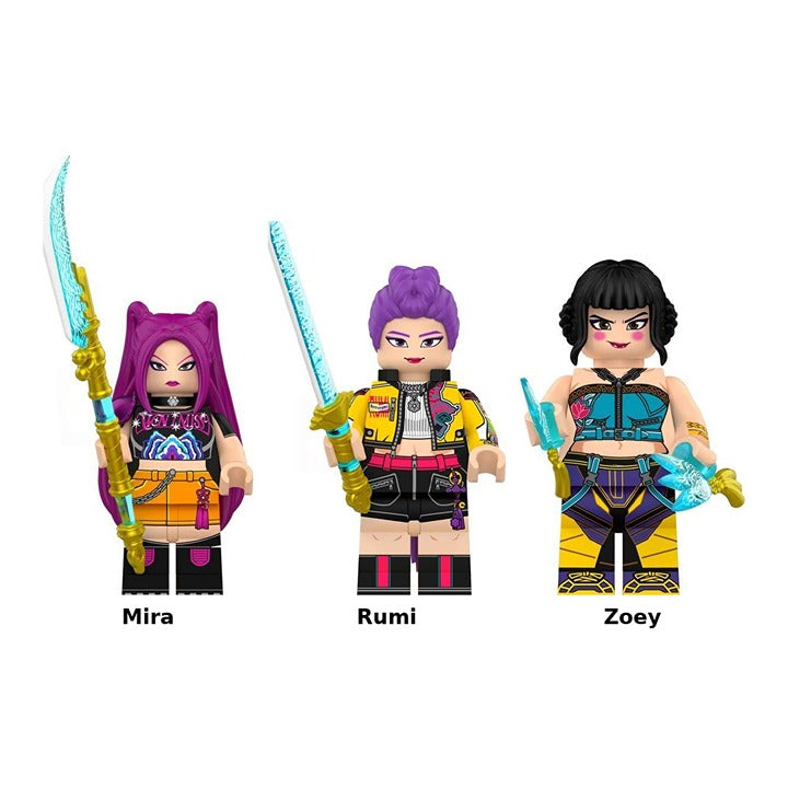 KPop Demon Hunters Huntr/x Rumi Mira Zoey Street Outfit 3 Minifigure Set