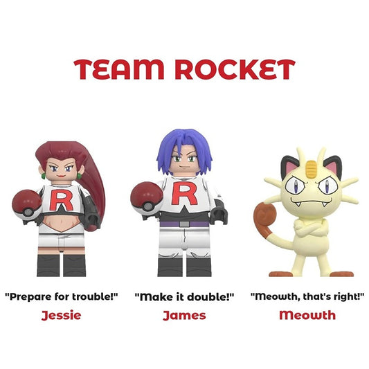 Team Rocket Bundle Jessie James Meowth / Pokemon / Minifigure / LEGO Compatible