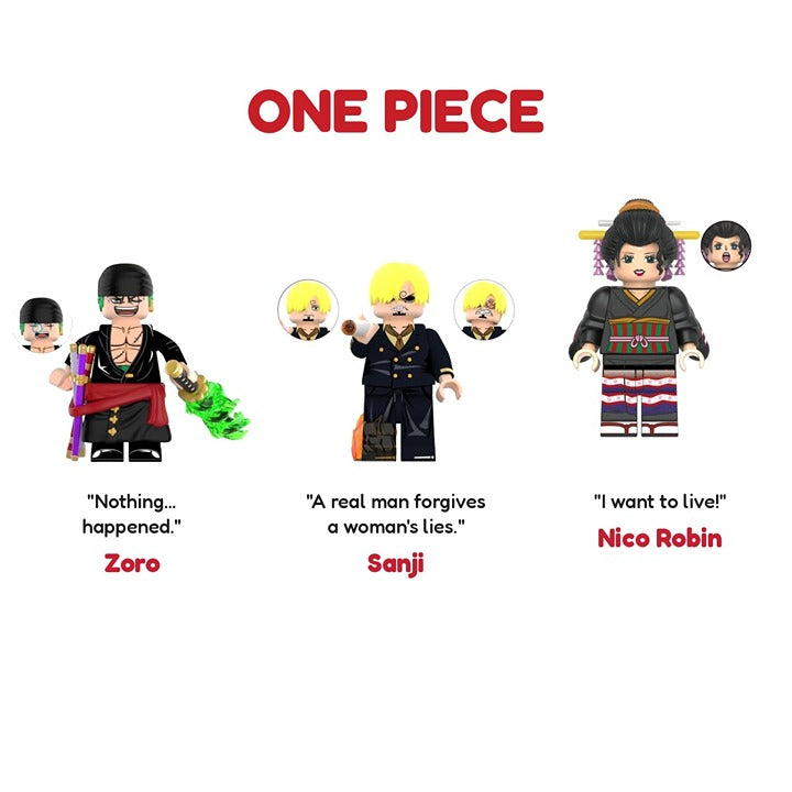 One Piece Straw Hat Bundle Zoro Sanji Nico Robin / Minifigure / LEGO Compatible