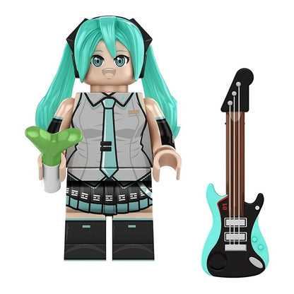 Hatsune Miku with Guitar and Stand / Minifigure / LEGO Compatible