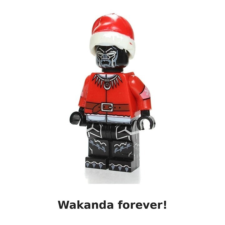 Christmas Black Panther / Santa Hat / Marvel / Minifigure / LEGO Compatible