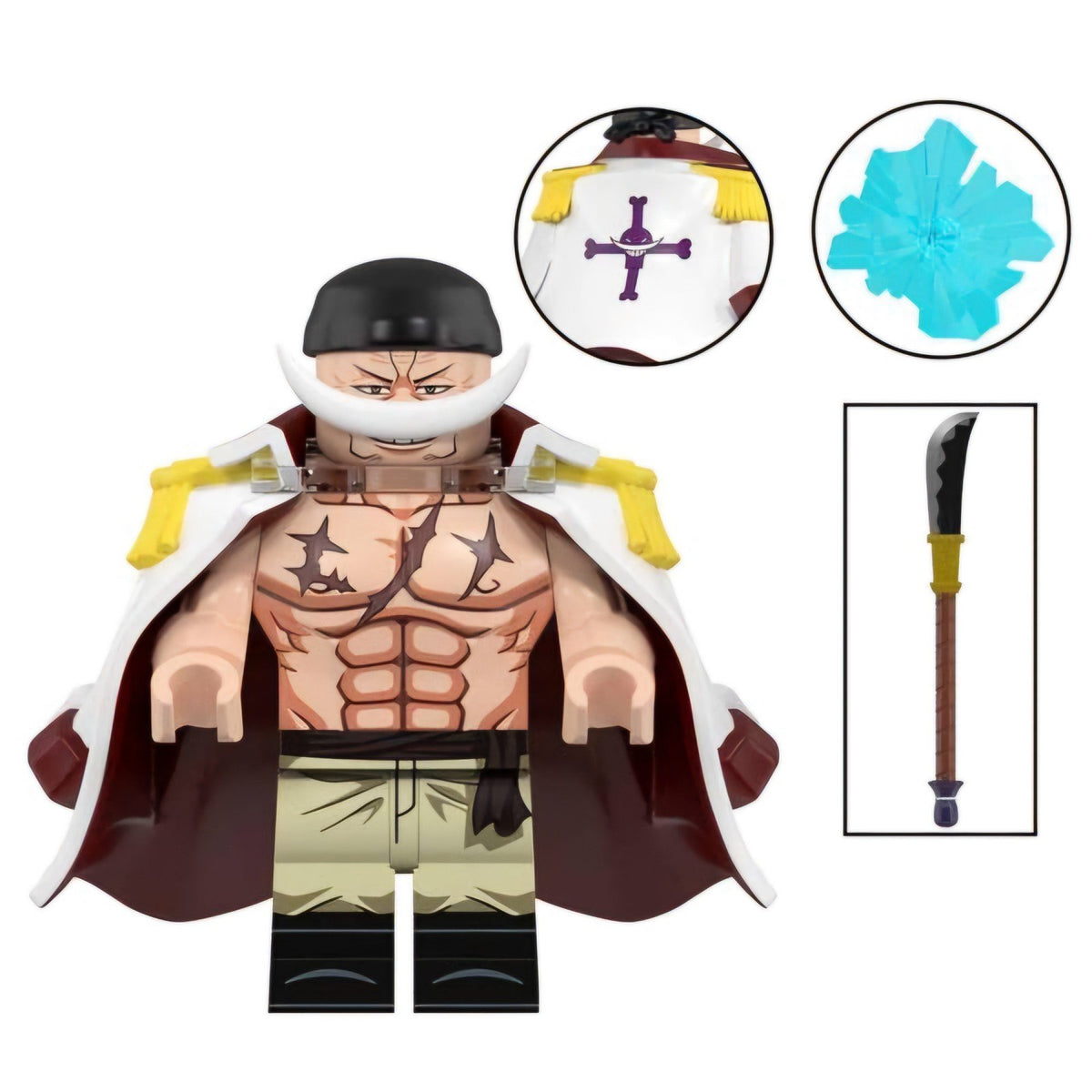 Whitebeard & Weapon / Detailed Muscles / One Piece LEGO compatible minifigure