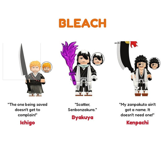 Bleach Bundle Ichigo Byakuya Kenpachi / Anime / Minifigure / LEGO Compatible