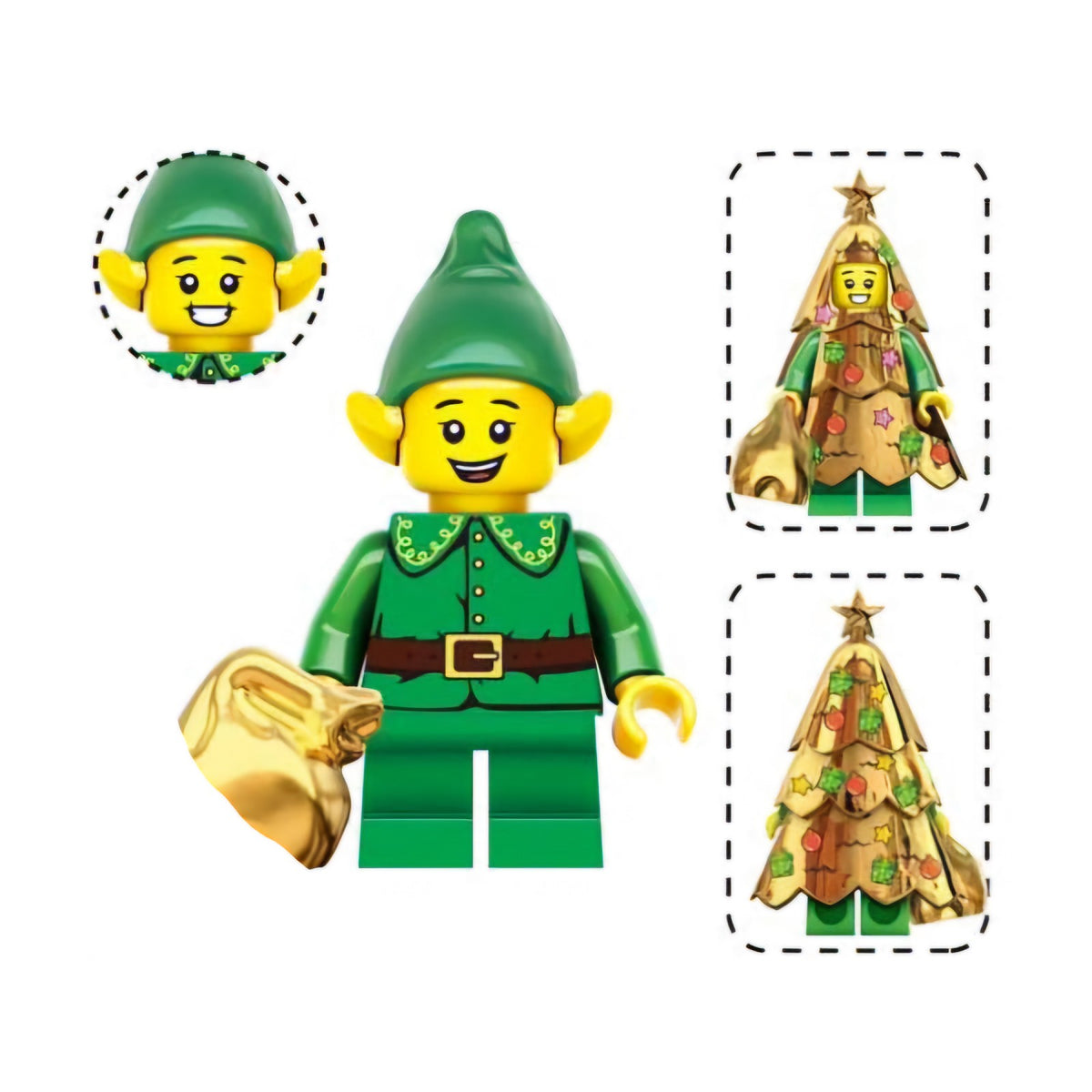 Male Green Elf / Christmas LEGO compatible minifigure
