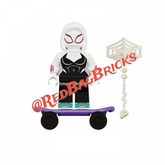Gwen Stacy / Skateboard & Web / Marvel / Spider-Verse / LEGO-Compatible Minifigu