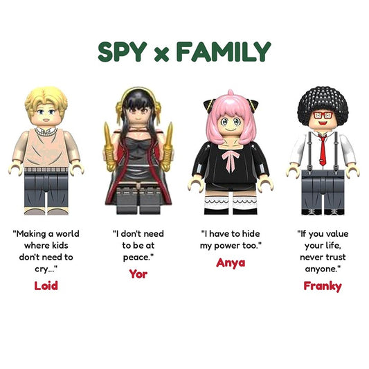 Spy x Family 4 Pc Set Loid Yor Anya Franky / Minifigure / LEGO Compatible