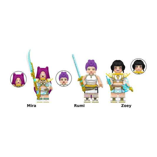 KPop Demon Hunters Huntr/x Rumi Mira Zoey Stage Outfit 3 Minifigure Set