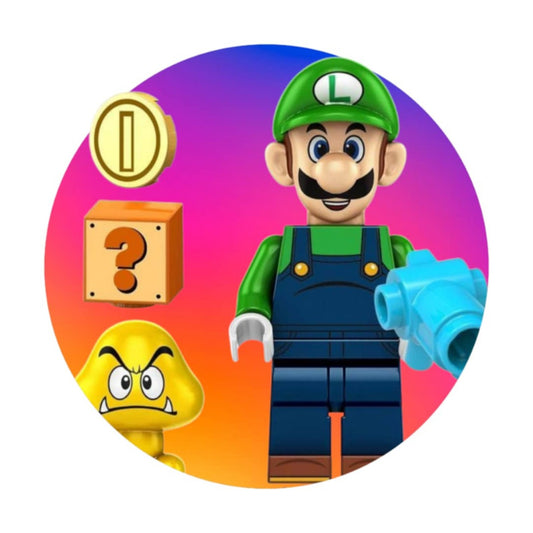 Luigi With Yellow Goomba Super Mario LEGO compatible minifigure