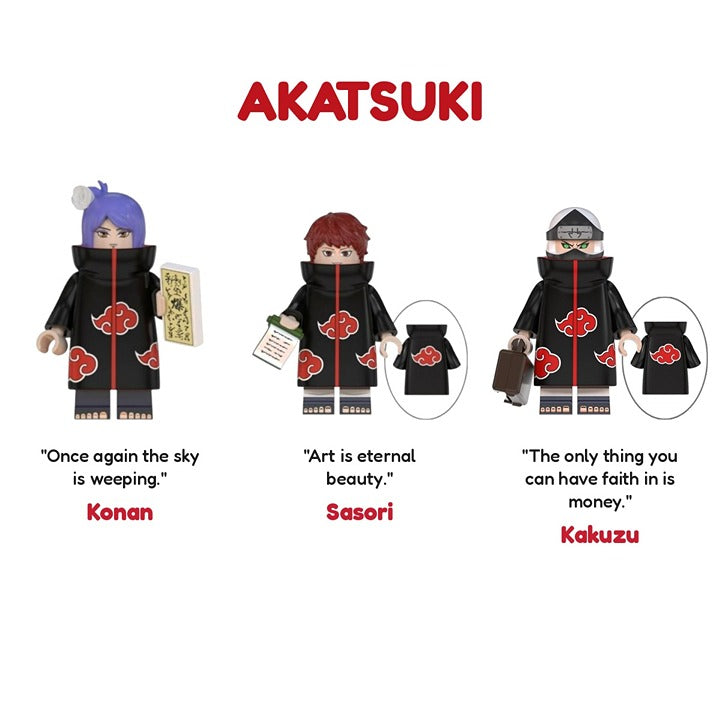 Naruto Akatsuki Bundle Konan Sasori Kakuzu / Minifigure / LEGO Compatible