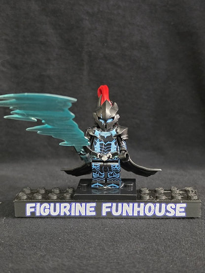 Dark Armored Knight / Red Plume / Teal Wings / Minifigure / LEGO Compatible