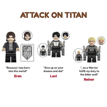 Attack on Titan Bundle Eren Levi Reiner / Anime / Minifigure / LEGO Compatible