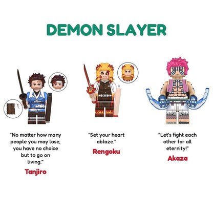 Demon Slayer Bundle Tanjiro Rengoku Akaza / Anime / Minifigure / LEGO Compatible