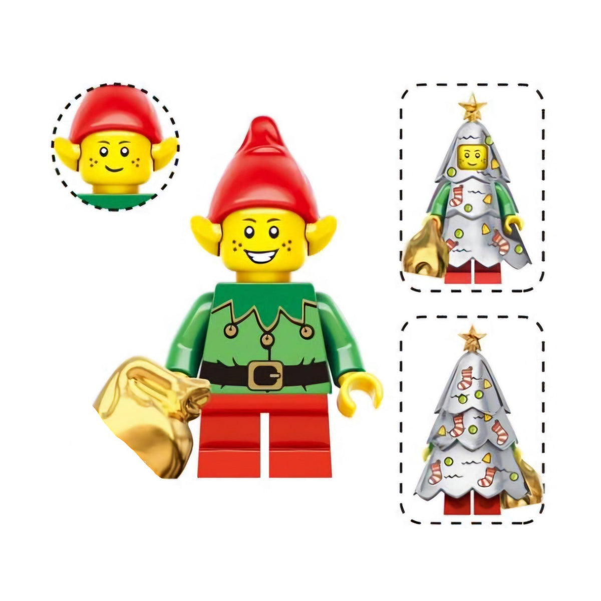 Red Male Elf / Christmas LEGO compatible minifigure