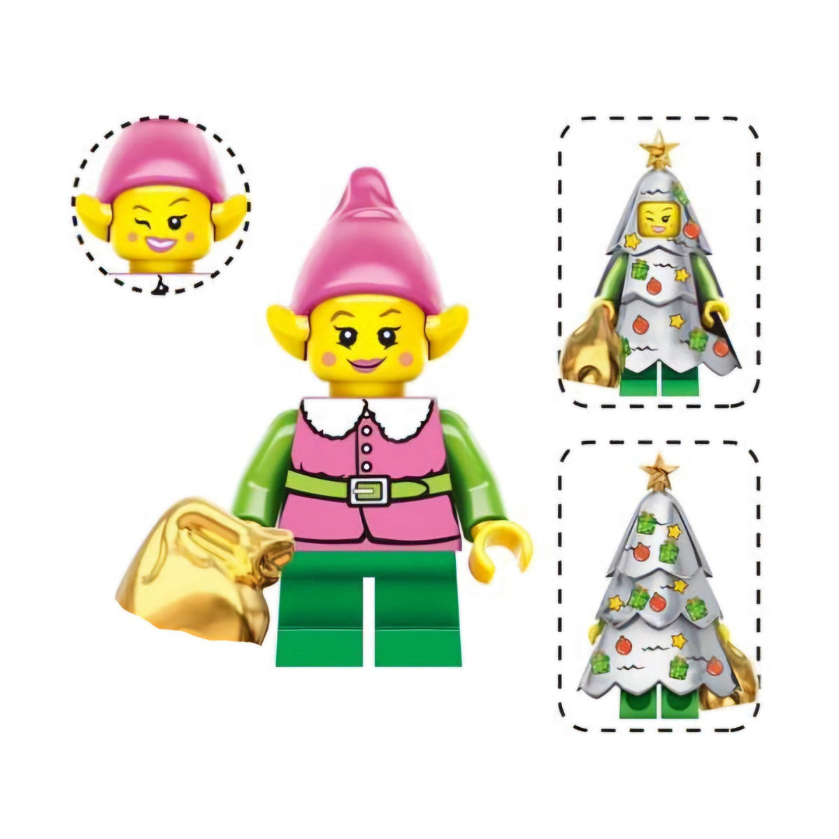 Christmas Elf / Santa's Helper / Pink LEGO compatible minifigure