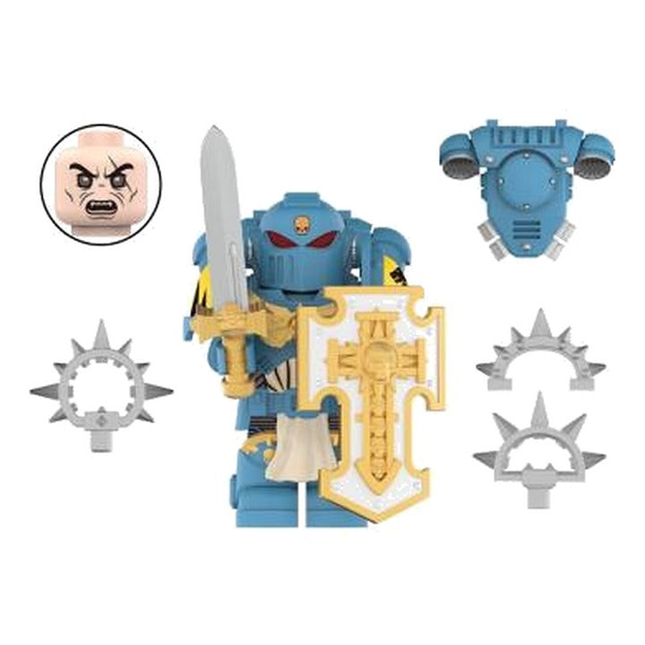Blue Space Knight / Cross Shield / Tabletop / Minifigure / LEGO Compatible