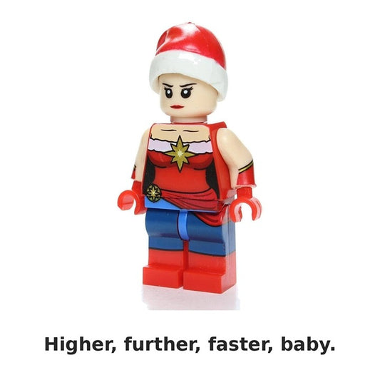 Christmas Captain Marvel / Santa Hat / Marvel / Minifigure / LEGO Compatible