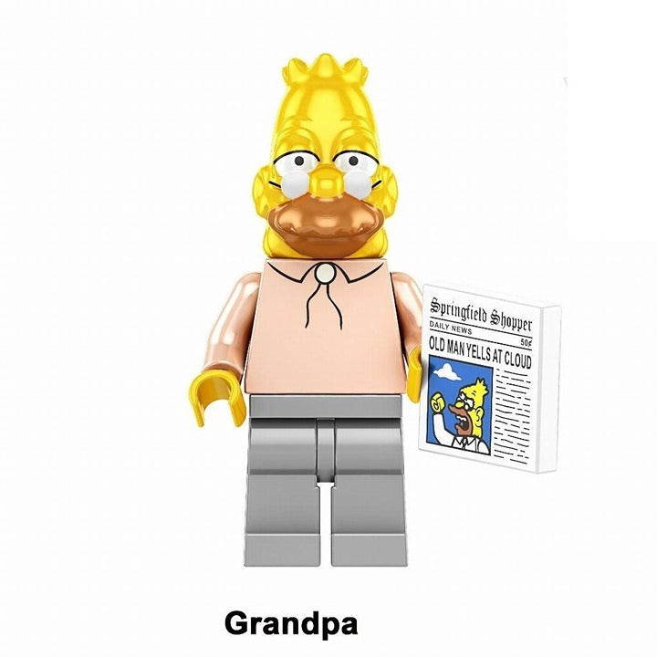 Grandpa Simpson / Abe / Newspaper / The Simpsons LEGO compatible minifigure