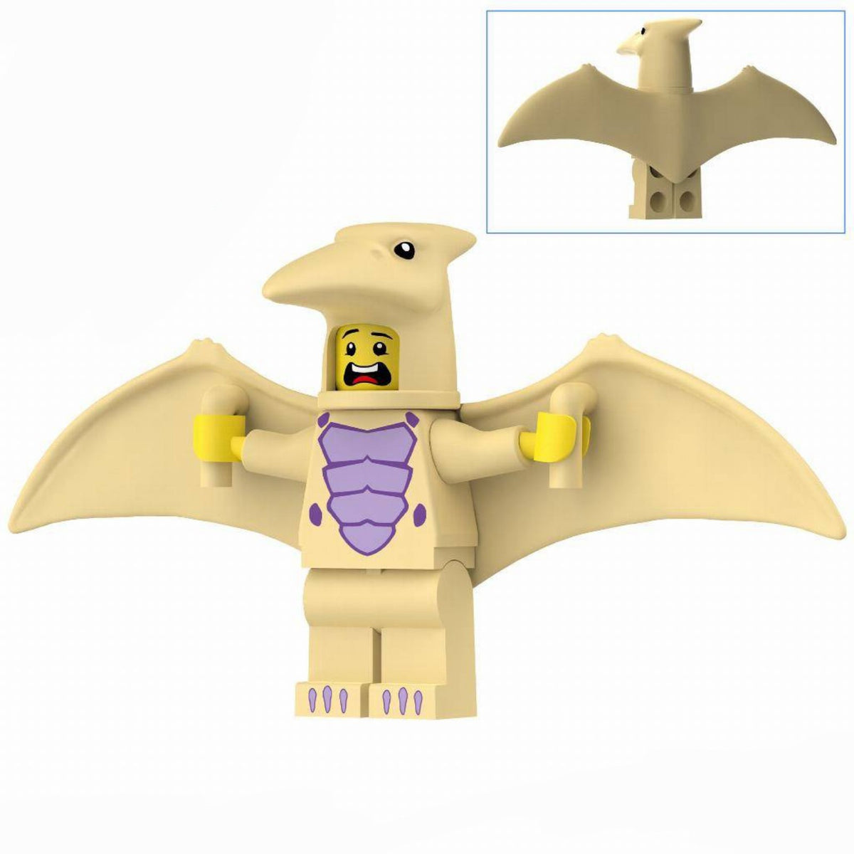 Yellow Pterodactyl Dino Cosplayer LEGO compatible minifigure