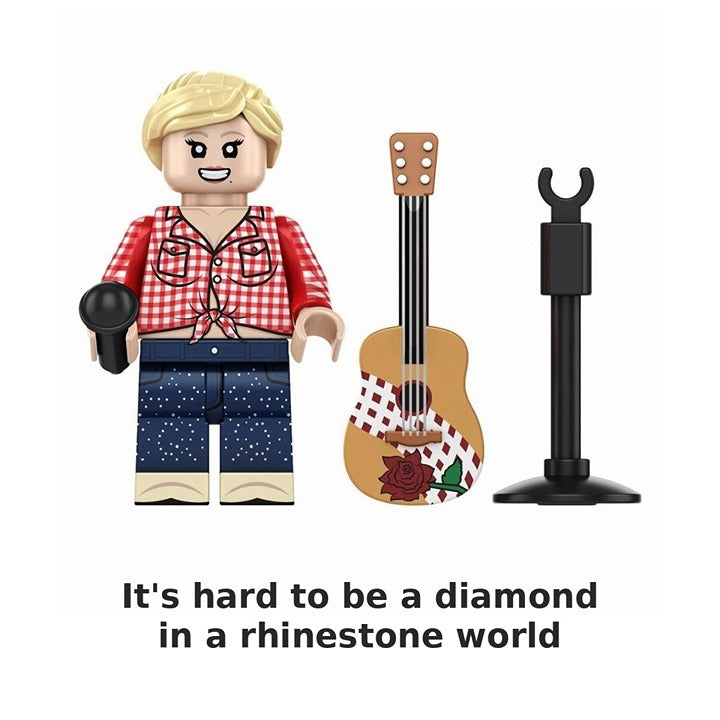 Dolly Parton Country Plaid with Guitar / Minifigure / LEGO Compatible
