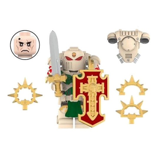 Bone White Space Knight / Cross Shield / Tabletop / Minifigure / LEGO Compatible