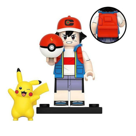 Ash Ketchum with Pikachu and Poke Ball / Minifigure / LEGO Compatible