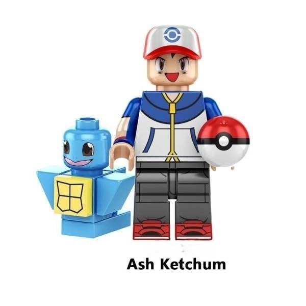 Pokemon Bundle Ash Squirtle Pikachu Charmander / Minifigure / LEGO Compatible