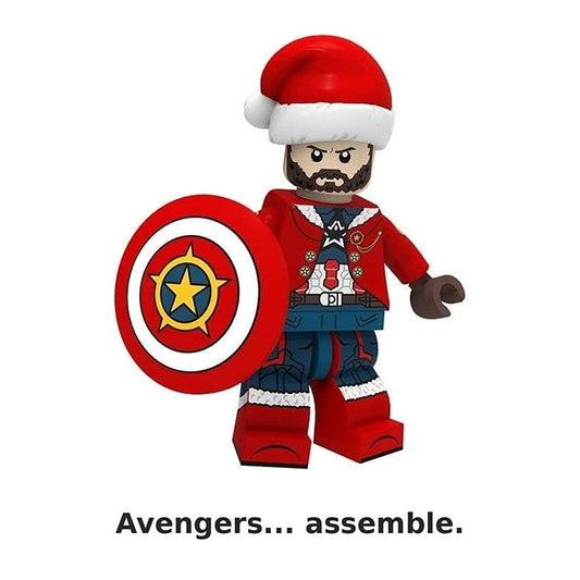 Christmas Captain America / Bearded / Marvel / Minifigure / LEGO Compatible
