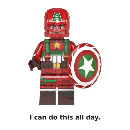 Christmas Captain America / Star Shield / Marvel / Minifigure / LEGO Compatible