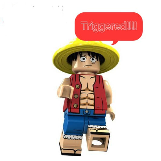 Triggered Luffy / One Piece LEGO compatible minifigure