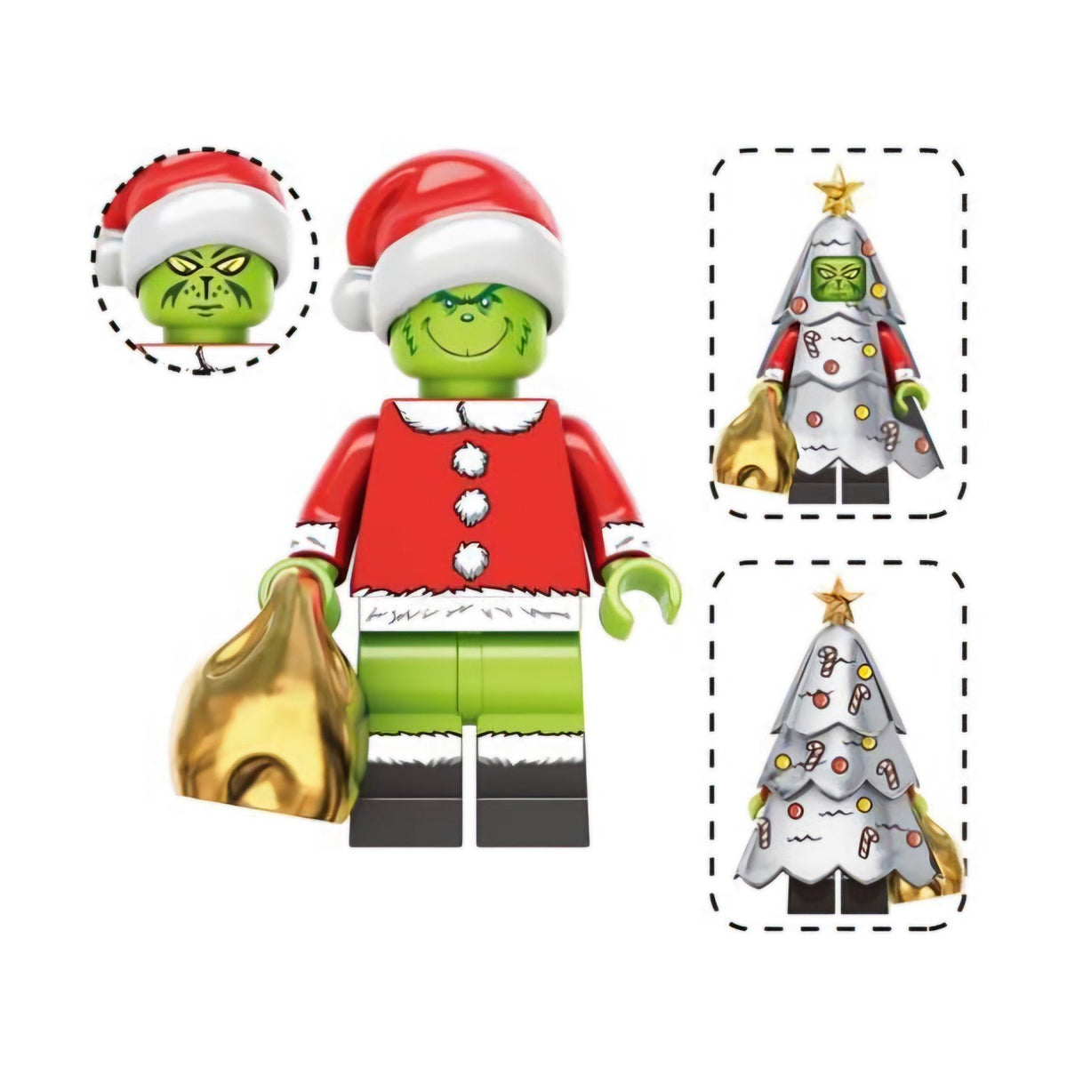 Grinch Silver Christmas / Holiday LEGO compatible minifigure