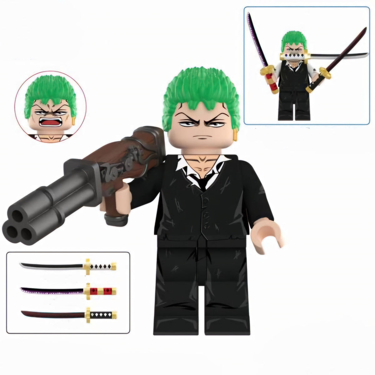 Zoro / Gangster / Gun / One Piece LEGO compatible minifigure