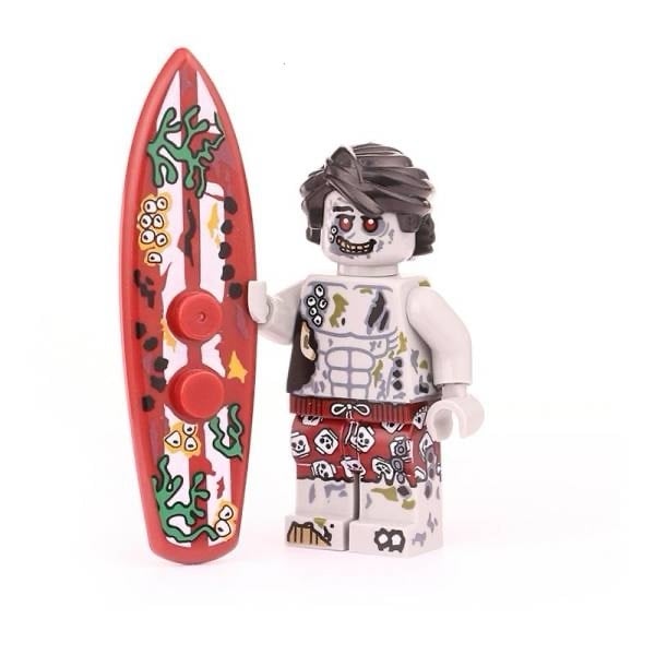 Zombie Surfer with Board / Horror LEGO compatible minifigure