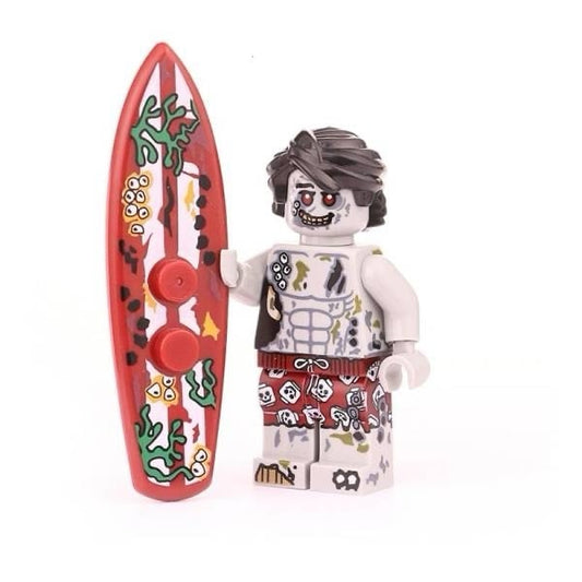 Zombie Surfer with Board / Horror LEGO compatible minifigure