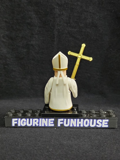 Pope / Cross Staff / White Robes / Mitre / Minifigure / LEGO Compatible