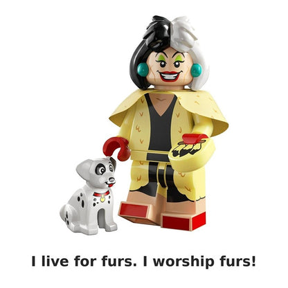 Cruella de Vil / 101 Dalmatians / Puppy / Disney / Minifigure / LEGO Compatible
