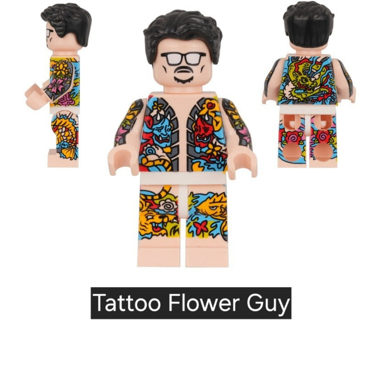 Tattoo Flower Guy / Custom / Minifigure / LEGO Compatible