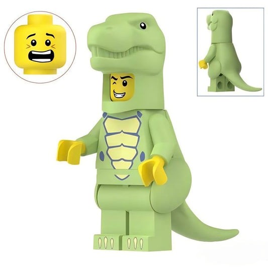 Green T-Rex / Dinosaur Costume / Jurassic LEGO compatible minifigure