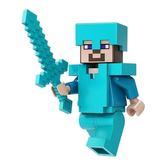 Steve / Diamond Armor / Diamond Sword / Minecraft / Minifigure / LEGO Compatible