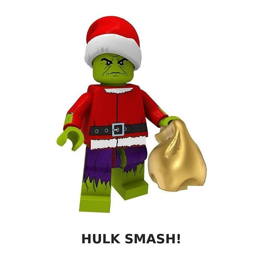 Christmas Hulk / Santa Hat / Gift Sack / Marvel / Minifigure / LEGO Compatible
